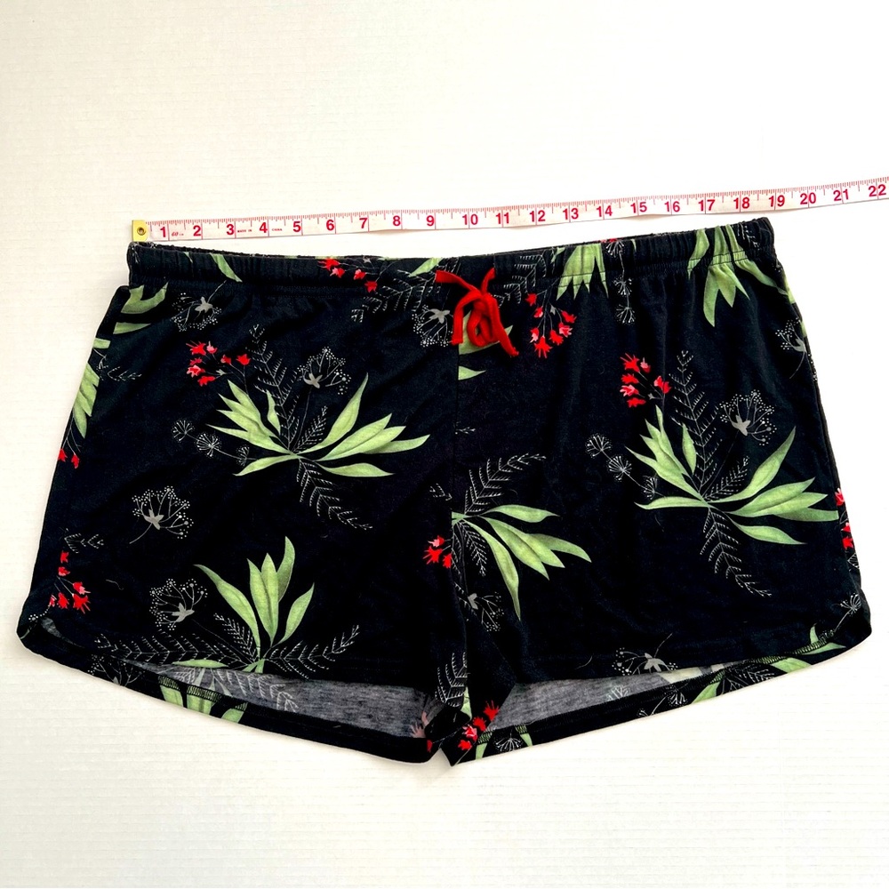Lounge Shorts Tropical Print Black Tie Waist NEW